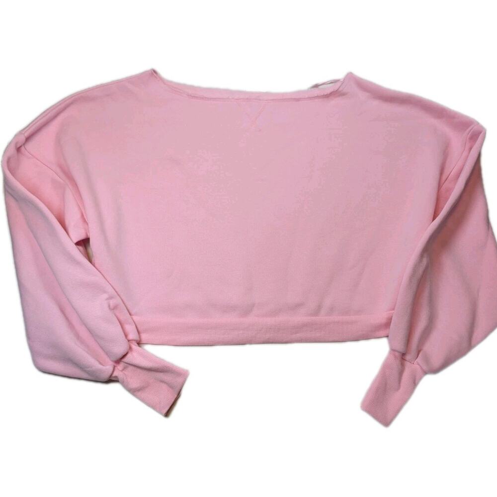Blogilates Dance Studio Oversized Cropped Sweatshirt Pink Thumbhole Medium NWT